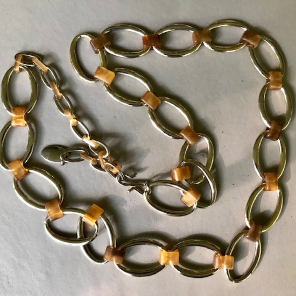 Liz Claiborne tortoise and gold link belt